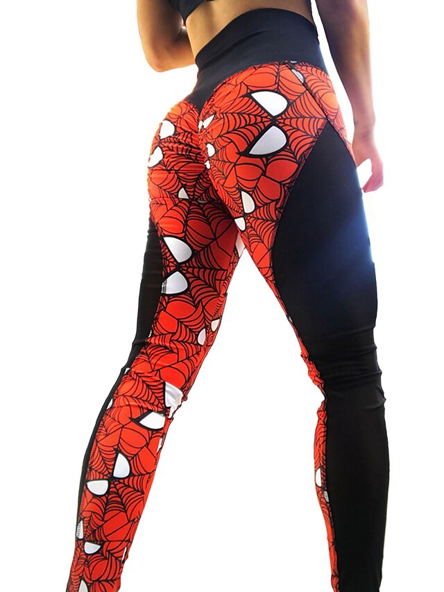  Pentru femei Zilnic Sport Legging Geometric Bloc Culoare Plasă Talie medie Roșu-aprins S M L
