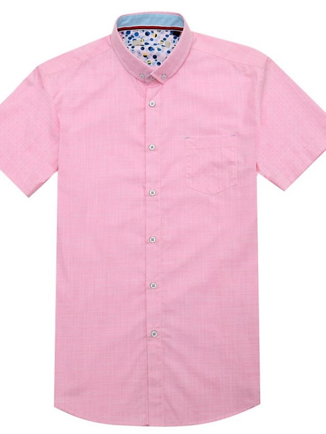  Men's Work Linen Slim Shirt - Polka Dot / Short Sleeve