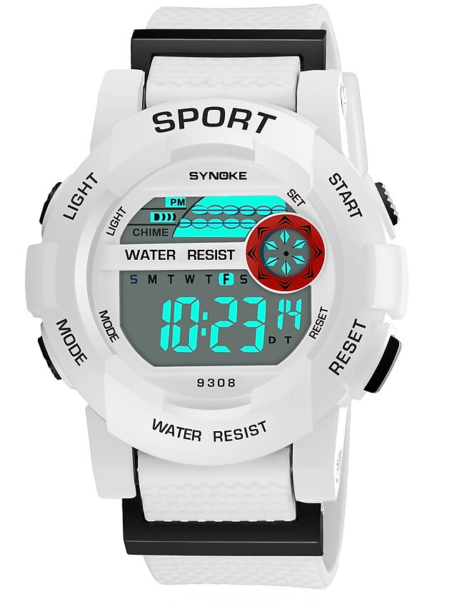  SYNOKE Men's Women's Sport Watch Digital Watch Digital Quilted PU Leather Black / White / Pink 50 m Water Resistant / Waterproof Calendar / date / day Chronograph Digital Fashion - White Black Yellow