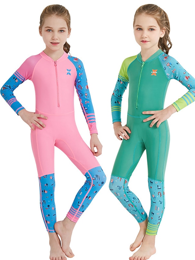  Dive&Sail Jungen Mädchen Diveskin-Anzug Bademode UV-Sonnenschutz UPF50+ Atmungsaktiv Handyhülle für das ganze Handy Badeanzug Reißverschluß vorne Schwimmen Tauchen Surfen Schnorcheln Karikatur