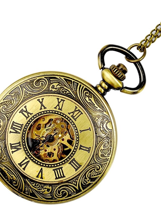  Women's Pocket Watch Gold Watch Automatic self-winding Ladies Hollow Engraving Casual Watch Skull Analog Gold