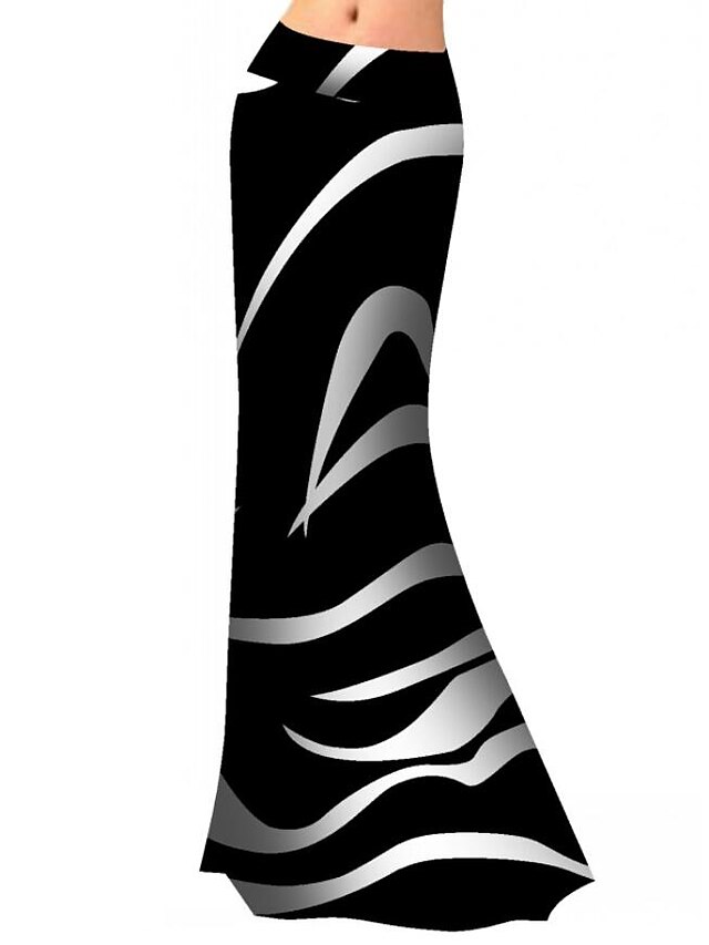  קולור בלוק - חצאיות מקסי צינור בסיסי בגדי ריקוד נשים שחור S M L