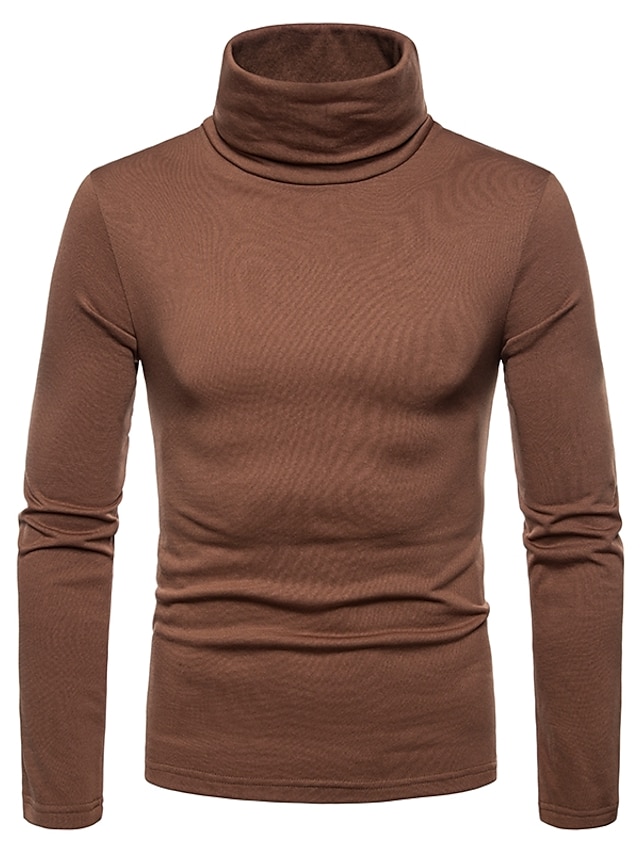  Men's T shirt Tee Turtleneck shirt Long Sleeve Shirt Plain Rolled collar Normal Long Sleeve Clothing Apparel Essential