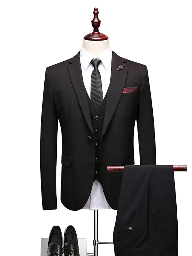 Men's Daily Spring & Fall / Fall & Winter Regular Suits, Solid Colored ...