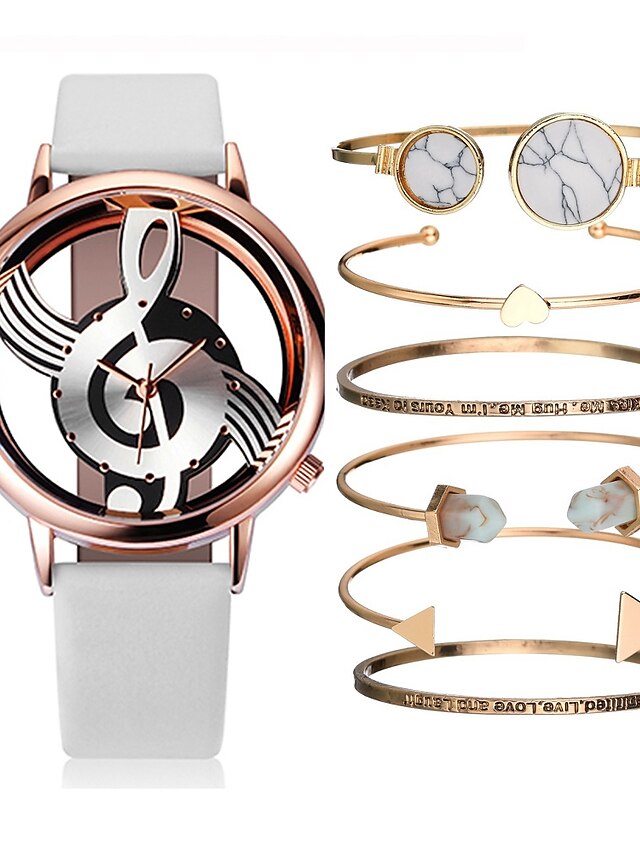  Couple's Wrist Watch Quartz Gift Set Minimalist Chronograph Creative Casual Watch Analog Black / Gold Gold / White Black / Rose Gold / One Year / Leather