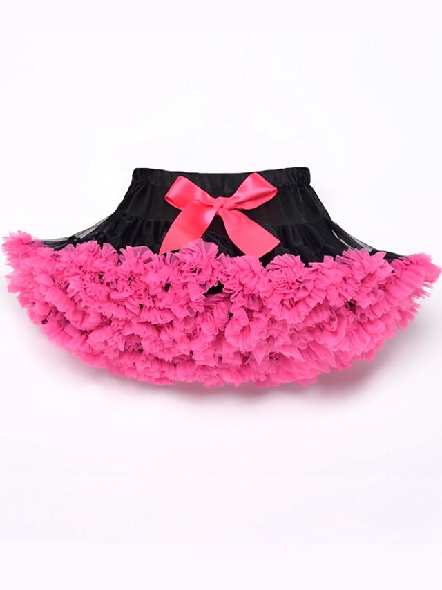  Kids Toddler Girls' Skirt Blushing Pink Color Block Layered Ruffle Mesh Daily Birthday Active Streetwear / Patchwork / Bow
