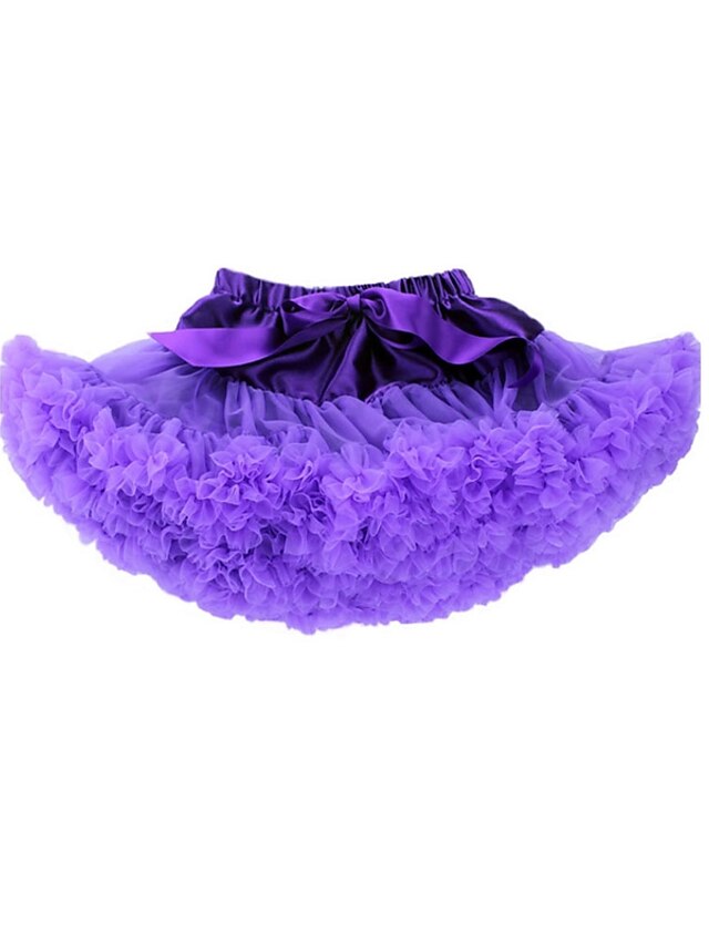  Kids Toddler Girls' Skirt Purple White Black Solid Colored Layered Mesh Daily Holiday Active Streetwear