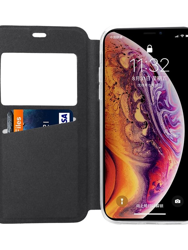  Case For Apple iPhone XS / iPhone XR / iPhone XS Max Card Holder / with Stand / Flip Full Body Cases Tile / Solid Colored Hard PU Leather