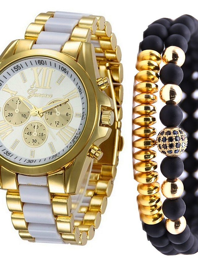  Men Quartz Watch Large Dial Business Wristwatch Bracelet Three Time Zones Chronograph Stainless Steel Strap Watch