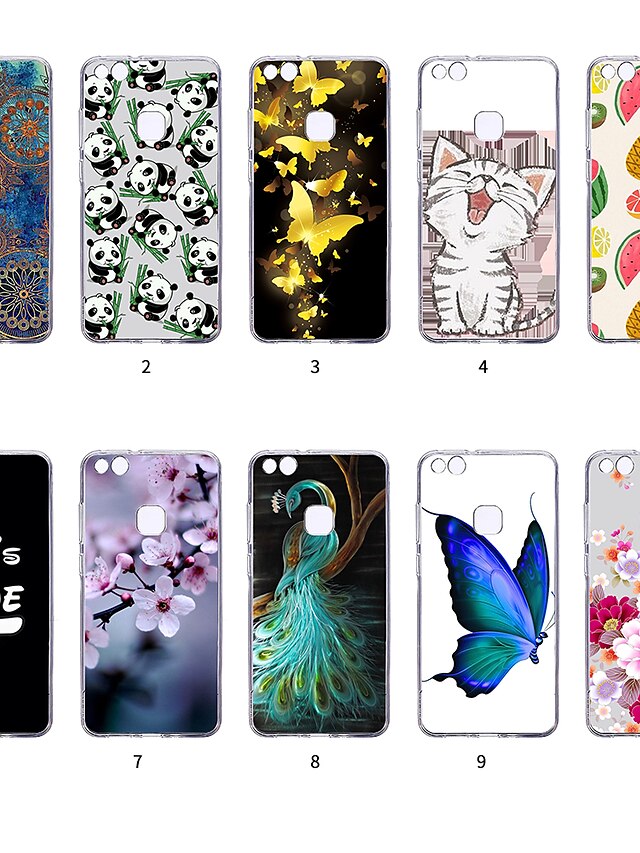  Case For Huawei P10 Lite Dustproof / Ultra-thin / Pattern Back Cover Animal / Lace Printing / Fruit Soft TPU