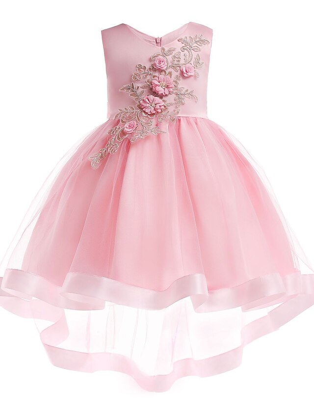  Princess Midi Flower Girl Dress Pageant & Performance Cute Prom Dress Organza with Petal Fit 3-16 Years