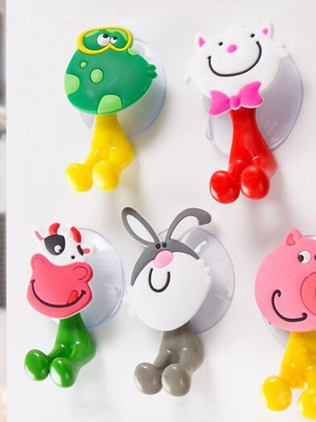  Hooks For Children Cartoon PVC(PolyVinyl Chloride) Material Toothbrush Accessories for Bathroom 1pc