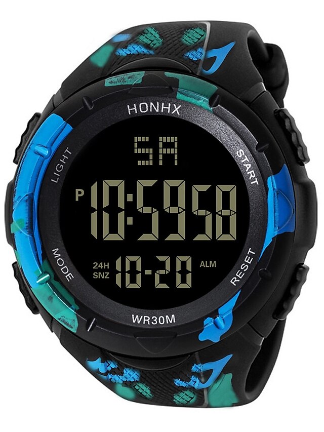  Men's Sport Watch Digital Watch Digital Luxury Water Resistant / Waterproof Chronograph Stopwatch Digital Black Red Blue / Two Years / Quilted PU Leather / Japanese