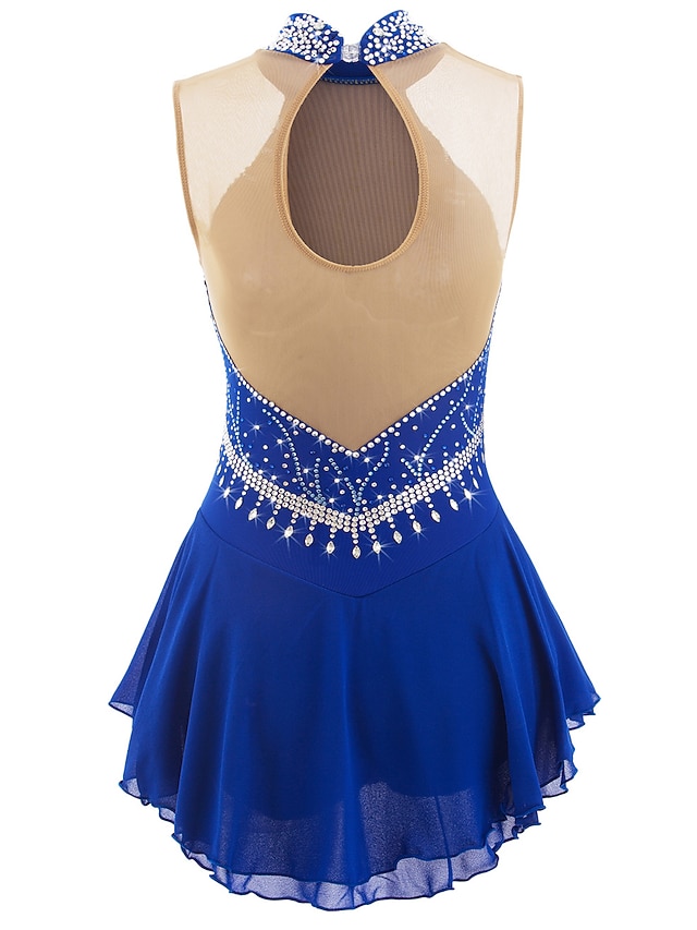 Robe Patinage Artistique Femme & Fille – Manches Longues Scintillante Strass – Haute Élasticité Kmarouse