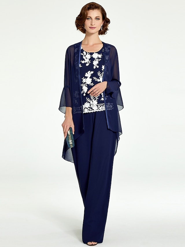 Jumpsuit / Pantsuit Mother of the Bride Dress Formal Wrap Included ...