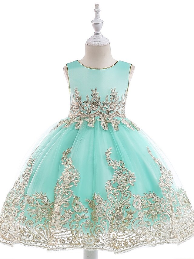  Princess Tea Length Flower Girl Dress Pageant & Performance Cute Prom Dress Tulle with Sash / Ribbon Fit 3-16 Years