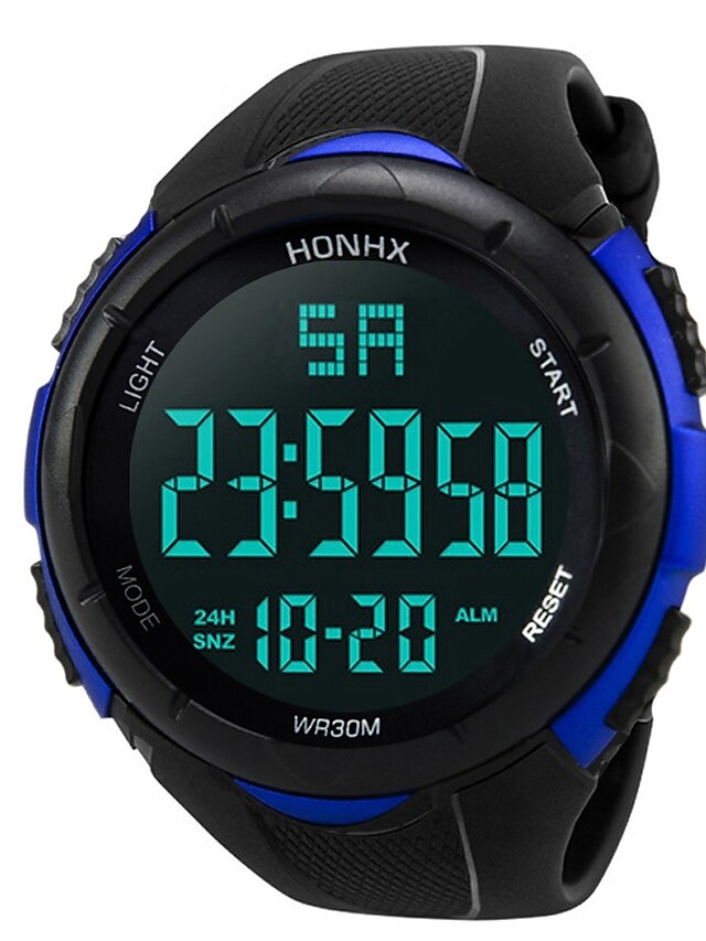  رجالي ساعة رياضية ساعة رقمية ياباني رقمي سيليكون أسود 30 m مقاوم للماء المنبه رزنامه رقمي موضة - أسود / أزرق أسود / الكرونوغراف / ساعة التوقف / قضية