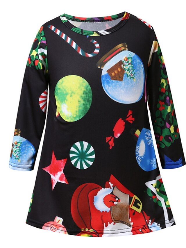  Mommy and Me Active Christmas Daily Geometric Christmas Long Sleeve Dress Green