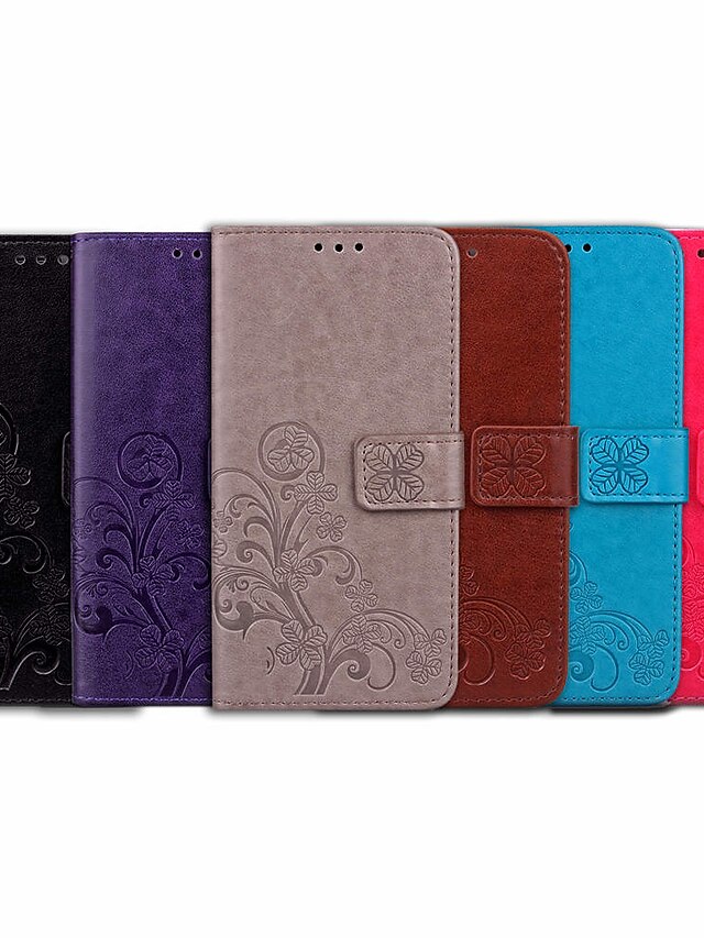  Case For Huawei Huawei Honor 7A Card Holder / Flip Full Body Cases Solid Colored / Flower Soft PU Leather for Huawei Honor 7A