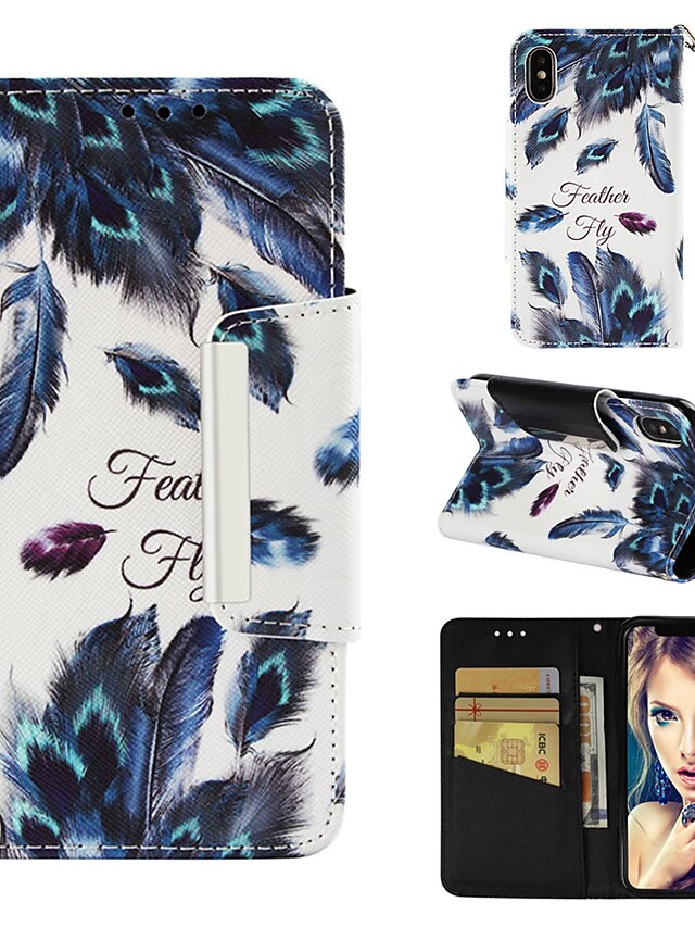  Case For Apple iPhone XR / iPhone XS Max Wallet / Card Holder / with Stand Full Body Cases Feathers Hard PU Leather for iPhone XS / iPhone XR / iPhone XS Max