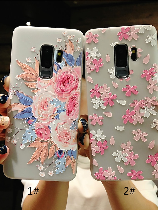  Case For Samsung Galaxy S9 / S9 Plus / S8 Plus Frosted / Translucent / Embossed Back Cover Flower Soft TPU