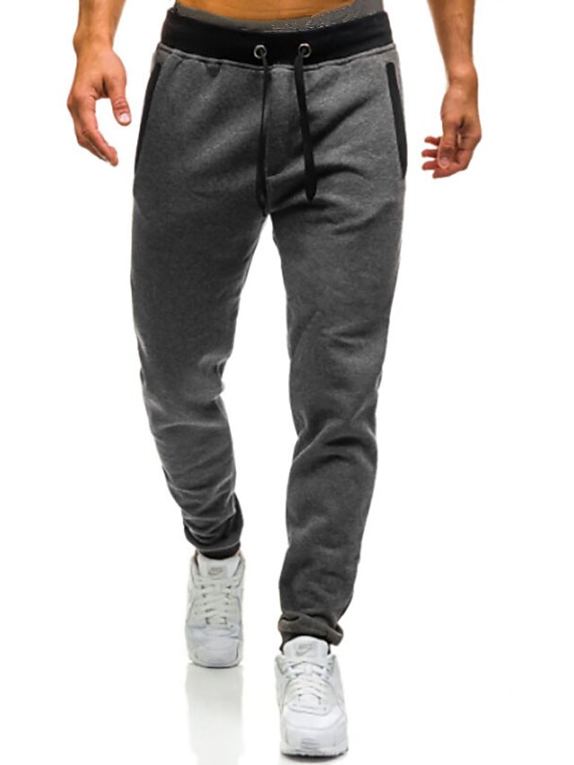  Men's Daily Loose Sweatpants Pants - Color Block Black Light gray Dark Gray M / L / XL