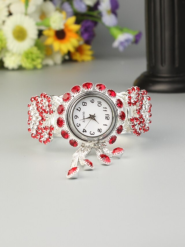 Жен. Дамы Часы-браслет Кварцевый Серебристый металл Секундомер Аналого-цифровые Мода - Красный