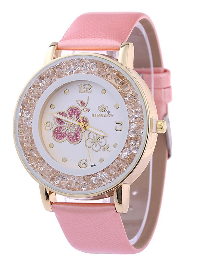  Women's Wrist Watch Quartz Quilted PU Leather White / Brown / Pink Casual Watch Analog Ladies Flower Sparkle - White Purple Pink