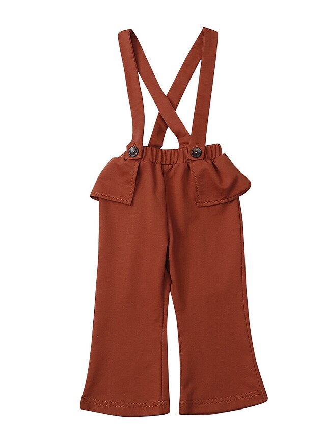  Baby Girls' Vintage Solid Colored Overall & Jumpsuit Brown / Toddler