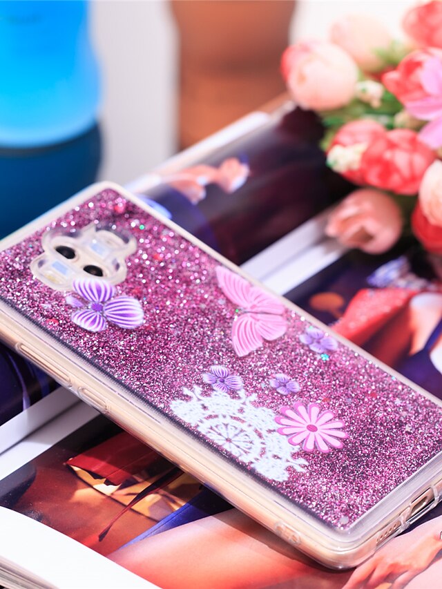  Case For Huawei Mate 10 Shockproof / Glitter Shine Back Cover Butterfly / Glitter Shine Soft TPU