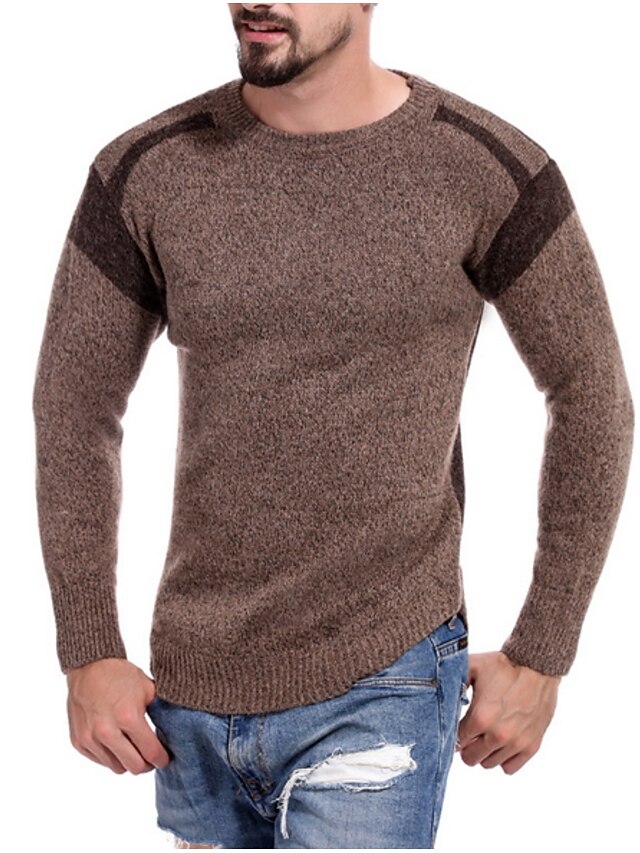  Herrn Solide - Grundlegend Baumwolle T-shirt, Rundhalsausschnitt Marineblau M / Langarm