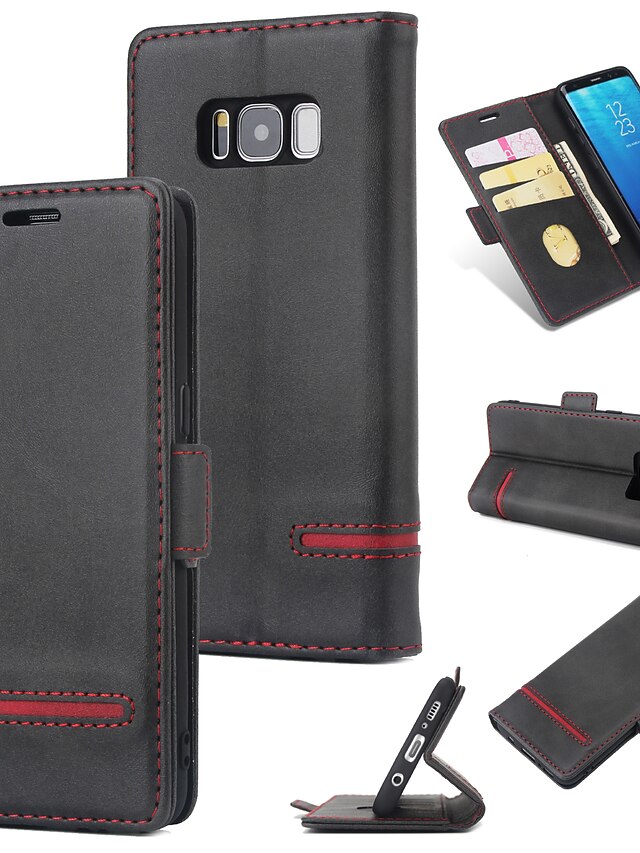  Case For Samsung Galaxy S8 Wallet / Card Holder / Flip Back Cover Solid Colored Hard PU Leather