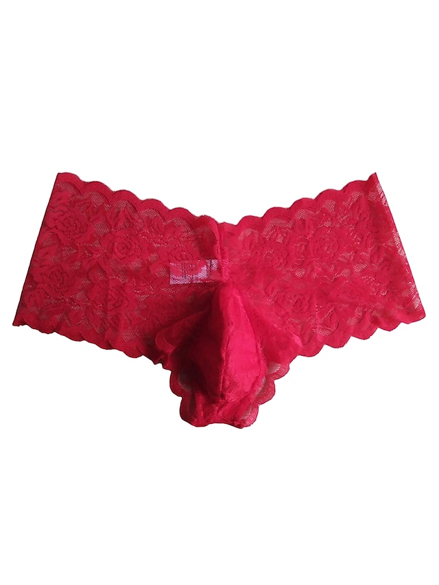  Voor heren Kant Super Sexy Slip Effen 1 Stuk Zwart blauw Rood M L XL