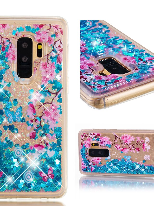  Case For Samsung Galaxy S9 Plus Shockproof / Glitter Shine Back Cover Glitter Shine / Flower Soft TPU