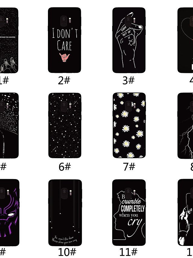  Phone Case For Samsung Galaxy Back Cover S9 S9 Plus S8 Plus S8 S7 edge S7 Frosted Pattern Cartoon Tile Word / Phrase Soft TPU