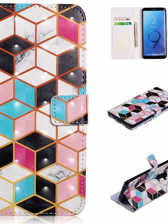  Etui Til Samsung Galaxy S9 / S9 Plus / S8 Plus Lommebok / Kortholder / med stativ Heldekkende etui Geometrisk mønster Hard PU Leather