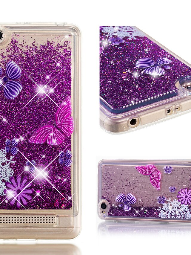  Case For Xiaomi Xiaomi Redmi 4A Shockproof / Glitter Shine Back Cover Butterfly / Glitter Shine Soft TPU