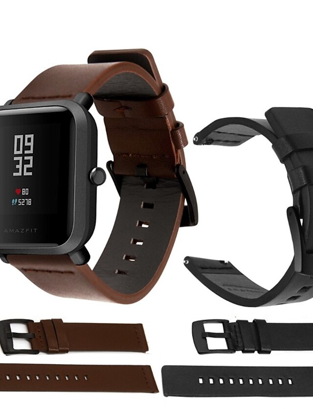  حزام إلى Huami Amazfit A1602 / Huami Amazfit A1607 Xiaomi عصابة الرياضة / بكلة كلاسيكية جلد طبيعي شريط المعصم