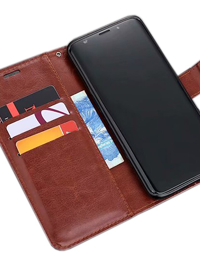  Case For Samsung Galaxy S9 / S9 Plus Wallet / Card Holder / with Stand Full Body Cases Solid Colored Soft PU Leather