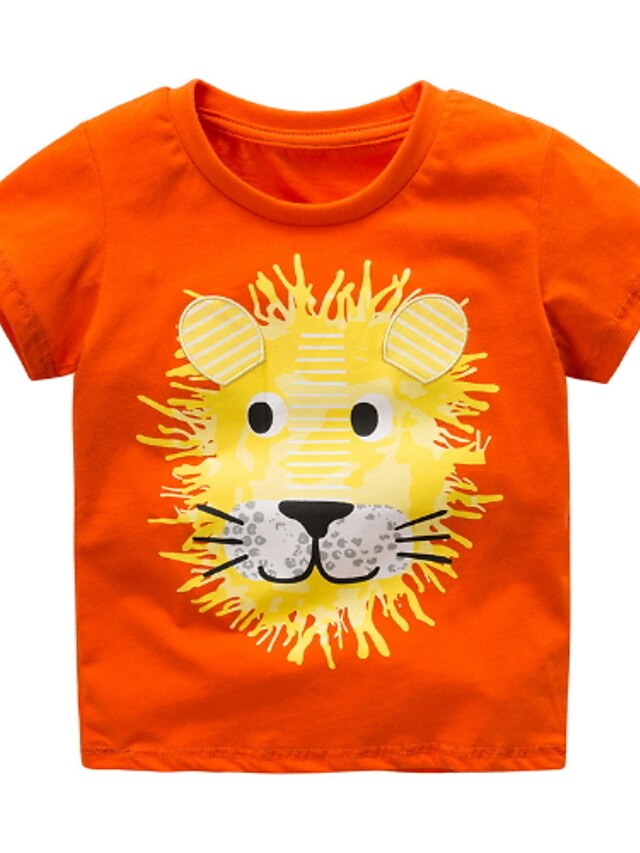  Bebé Chico Básico Un Color Manga Corta Camiseta Naranja