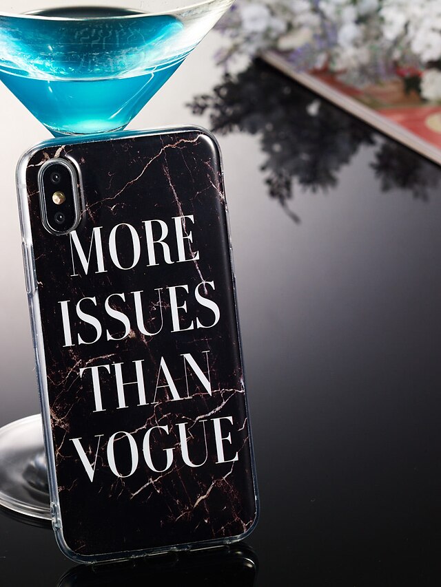  Case For Apple iPhone XS / iPhone XR / iPhone XS Max IMD / Pattern Back Cover Word / Phrase / Marble Soft TPU