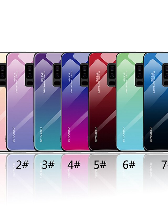  Case For Samsung Galaxy S9 / S9 Plus / S8 Plus Mirror / Pattern Back Cover Color Gradient Hard Tempered Glass
