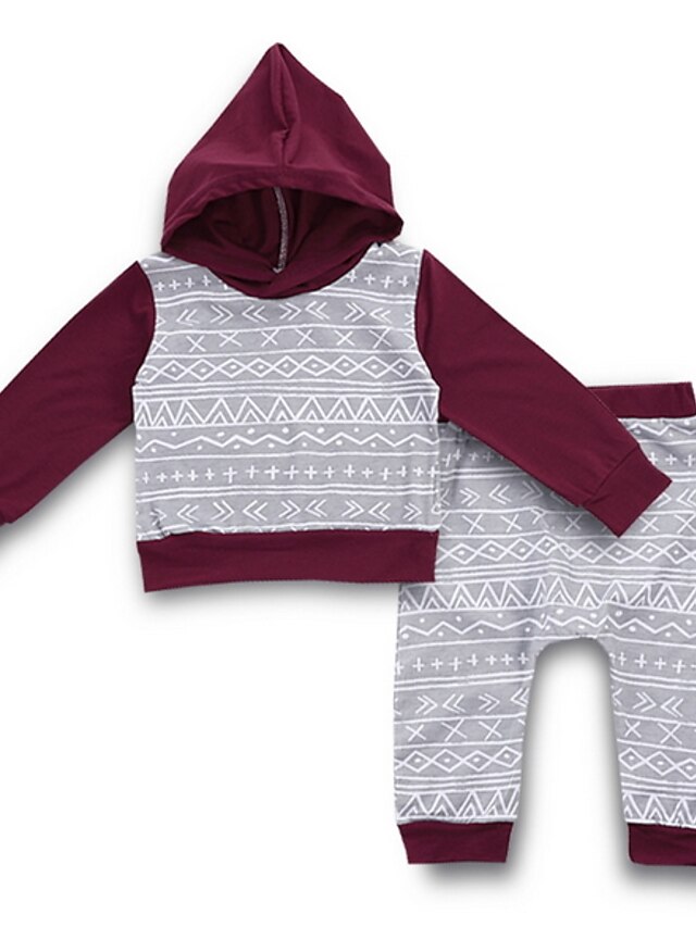  Baby Boys' Clothing Set Streetwear Daily Gray Print Long Sleeve Regular / Toddler
