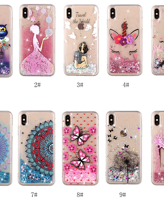  Case For Apple iPhone XS / iPhone XR / iPhone XS Max Flowing Liquid / Transparent / Pattern Back Cover Dog / Mandala / Butterfly Hard TPU