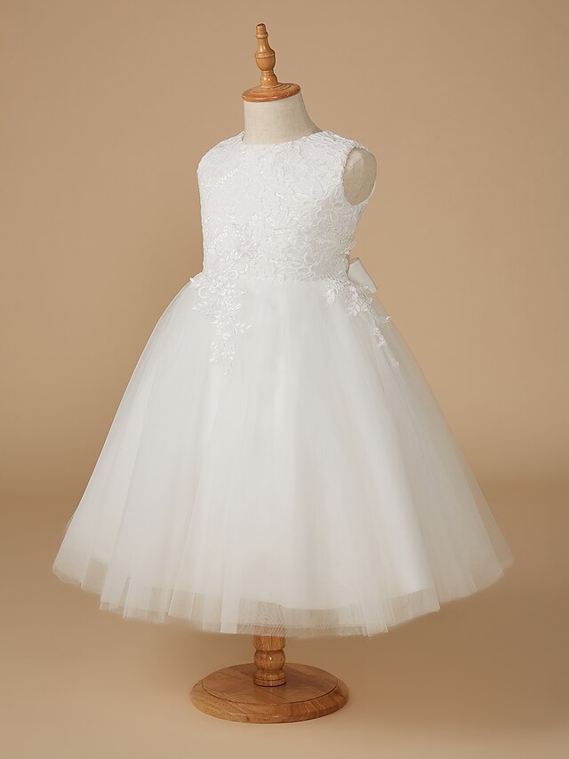 Ball Gown Knee Length Flower Girl Dress First Communion Cute Prom Dress ...