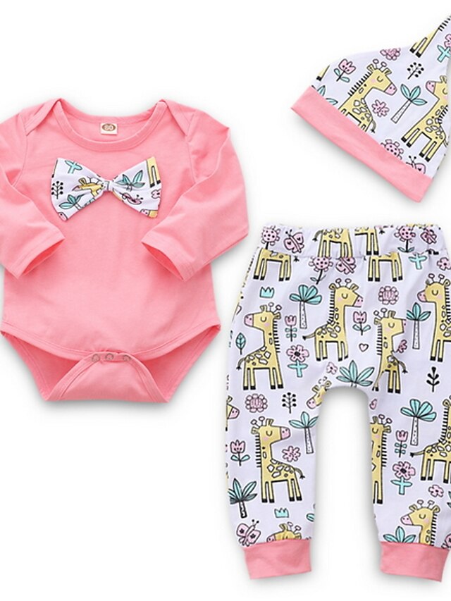  Baby Girls' Street chic Daily Print Long Sleeve Regular Clothing Set Blushing Pink / Toddler