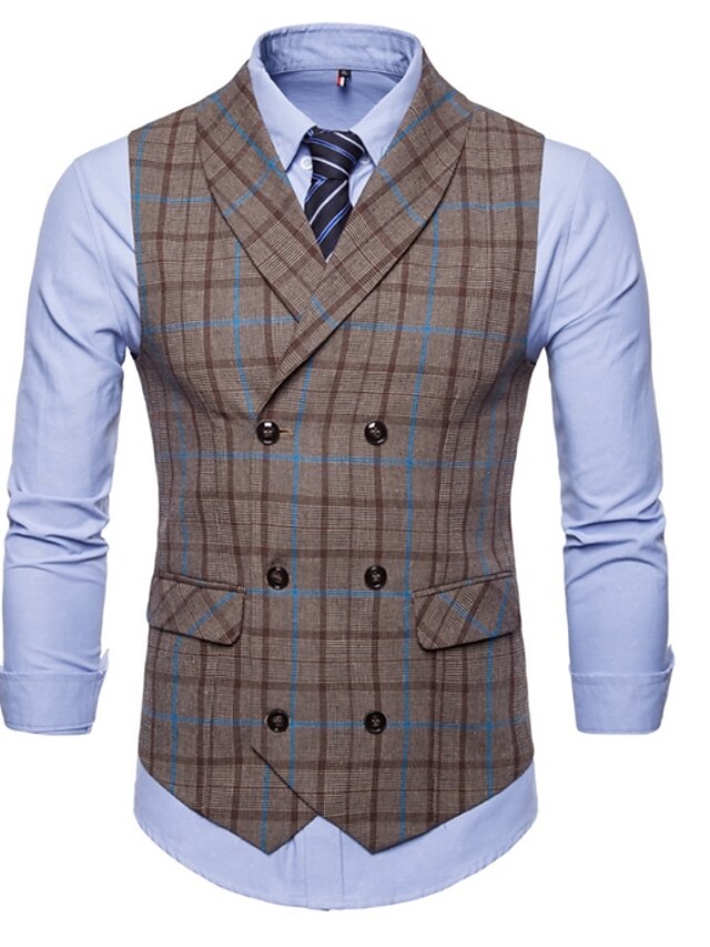  Men's Notch lapel collar Vest Regular Geometric Daily Plus Size Print Sleeveless Blue / Orange M / L / XL / Slim