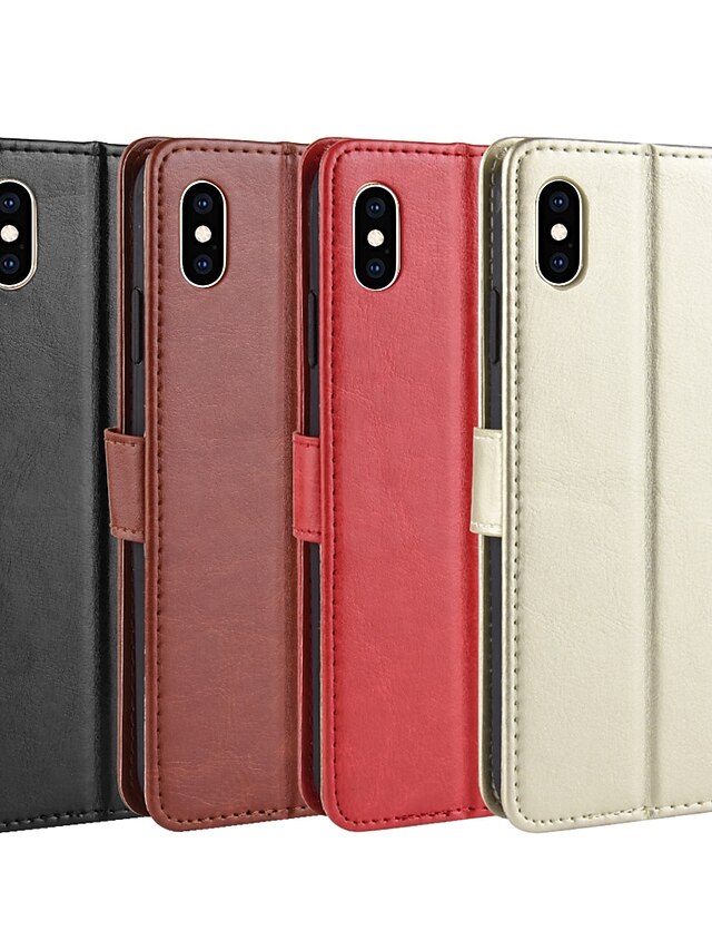  Case For Apple iPhone XS / iPhone XR / iPhone XS Max Card Holder / with Stand / Flip Full Body Cases Solid Colored Hard PU Leather