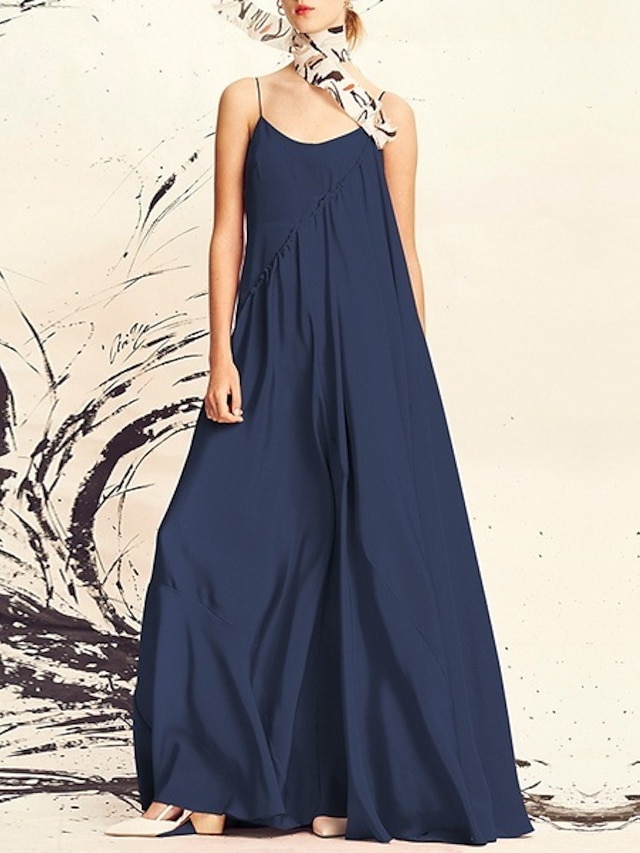  Women's Strap Dress Maxi long Dress Black Blue Sleeveless Cotton S M L XL XXL 3XL 4XL 5XL
