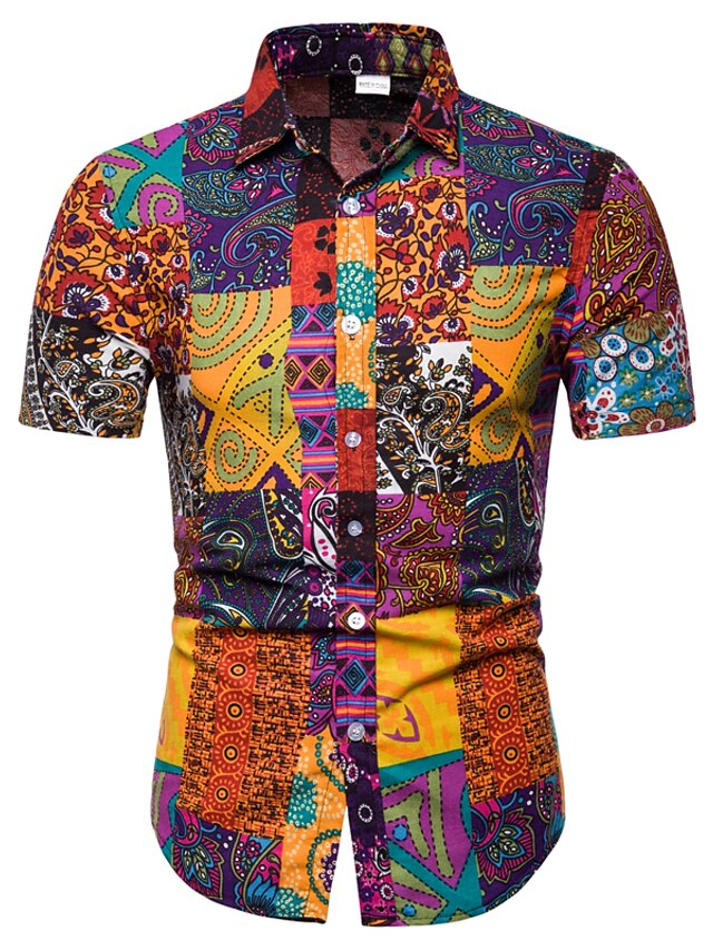 Men's Shirt Tribal Classic Collar Club Weekend Print Short Sleeve ...